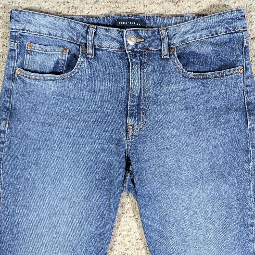 Aeropostale Blue Jeans Womens Size 14 Reg Stretch Denim Mid Rise Ankle Straight - Picture 3 of 10